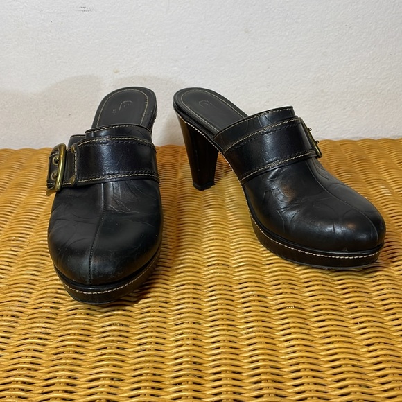 COACH Clogs Slides Mules Platform Heels Dark Brown Sz 10 - Picture 6 of 11